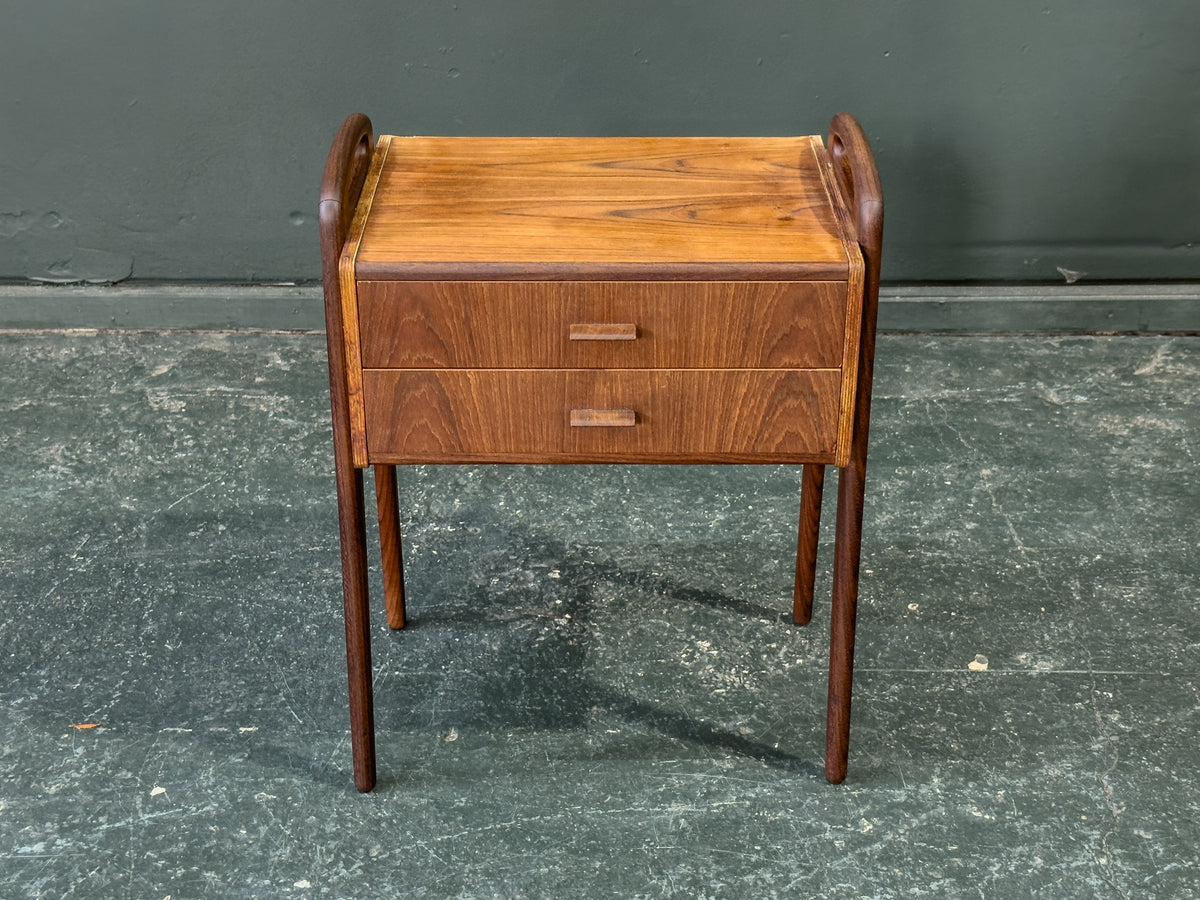Teak Bedside Table with Two Drawers