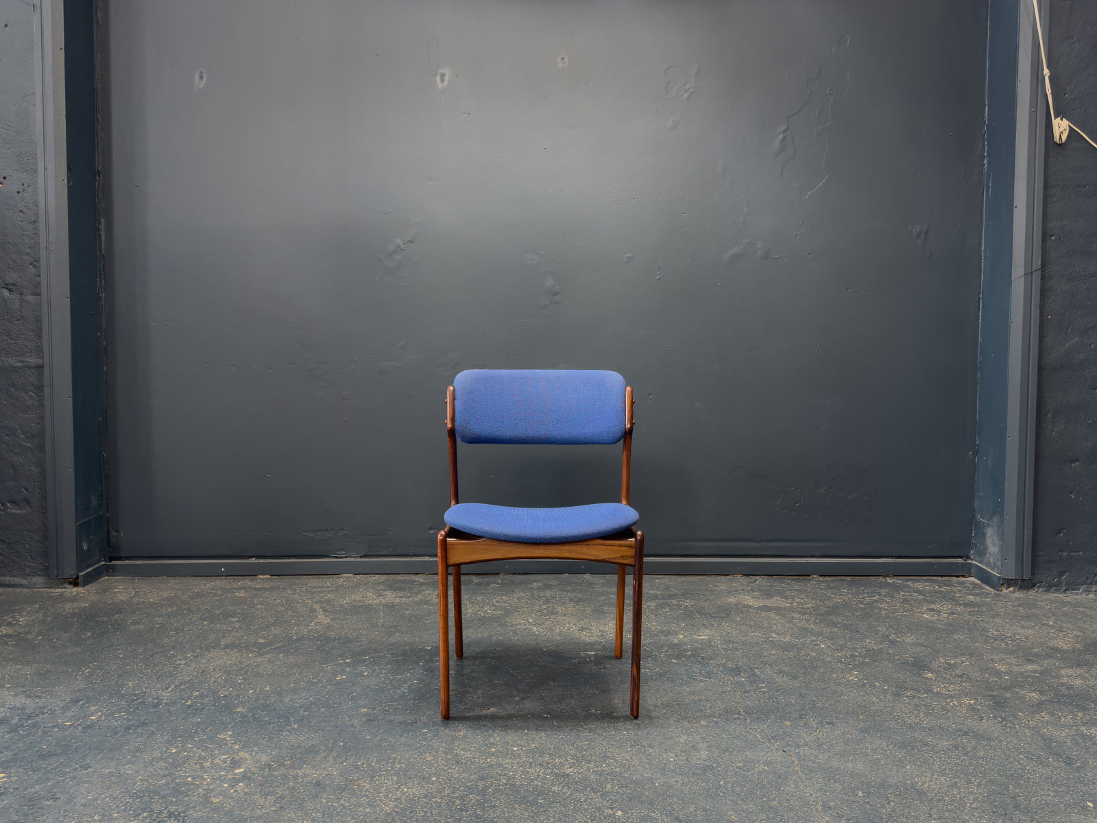 Set of 6 Erik Buch Model 49 Rosewood and Blue Upholstered Dining Chairs
