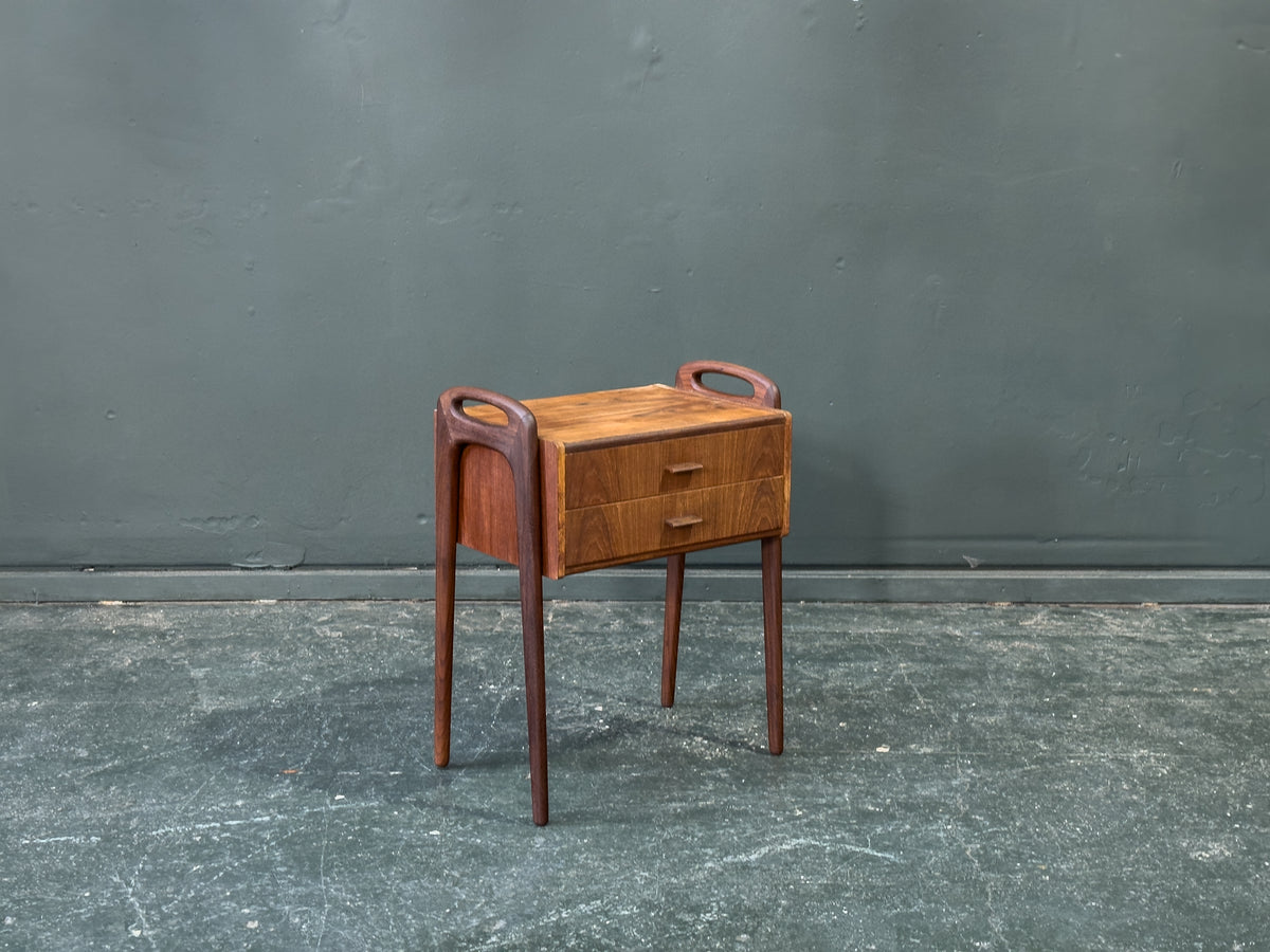 Teak Bedside Table with Two Drawers