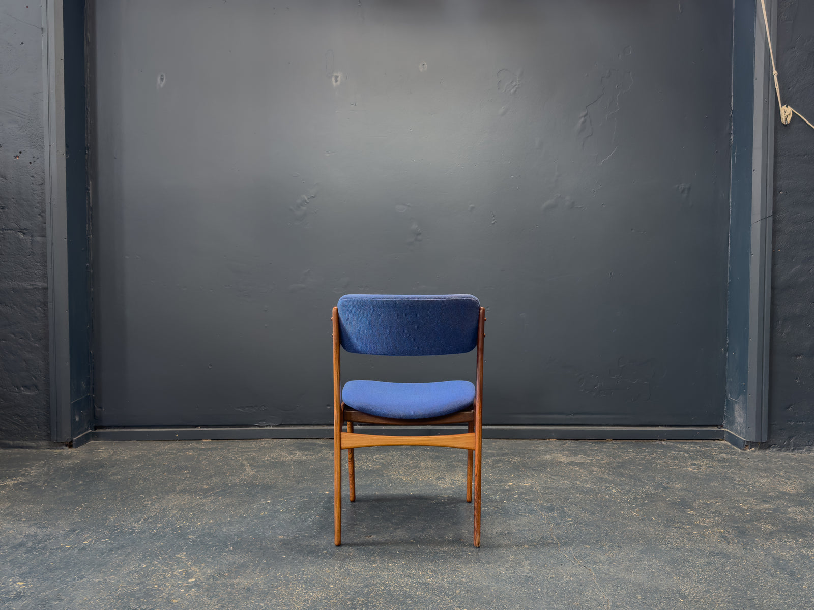 Set of 6 Erik Buch Model 49 Rosewood and Blue Upholstered Dining Chairs