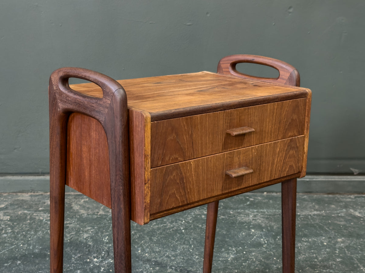 Teak Bedside Table with Two Drawers