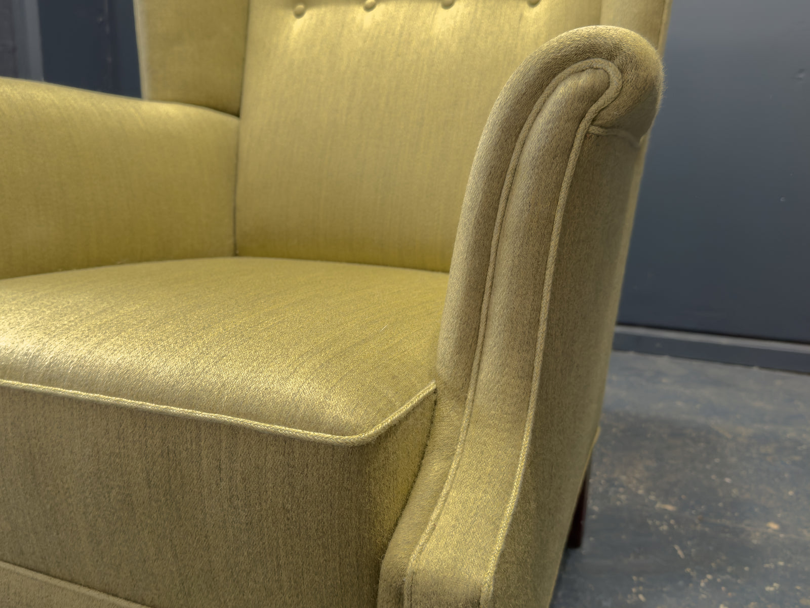 Green High Back Armchair
