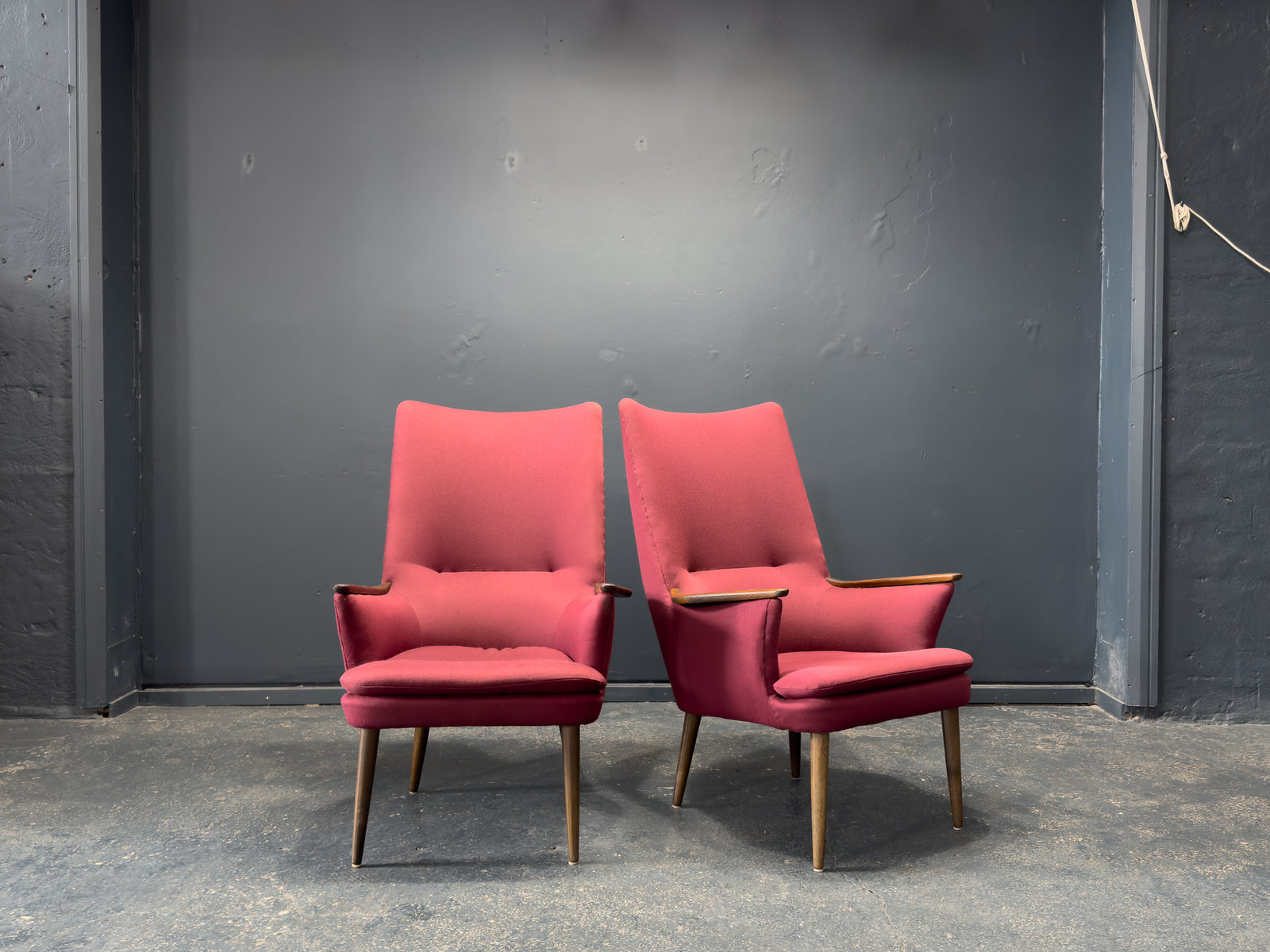 Maroon Upholstered Armchairs