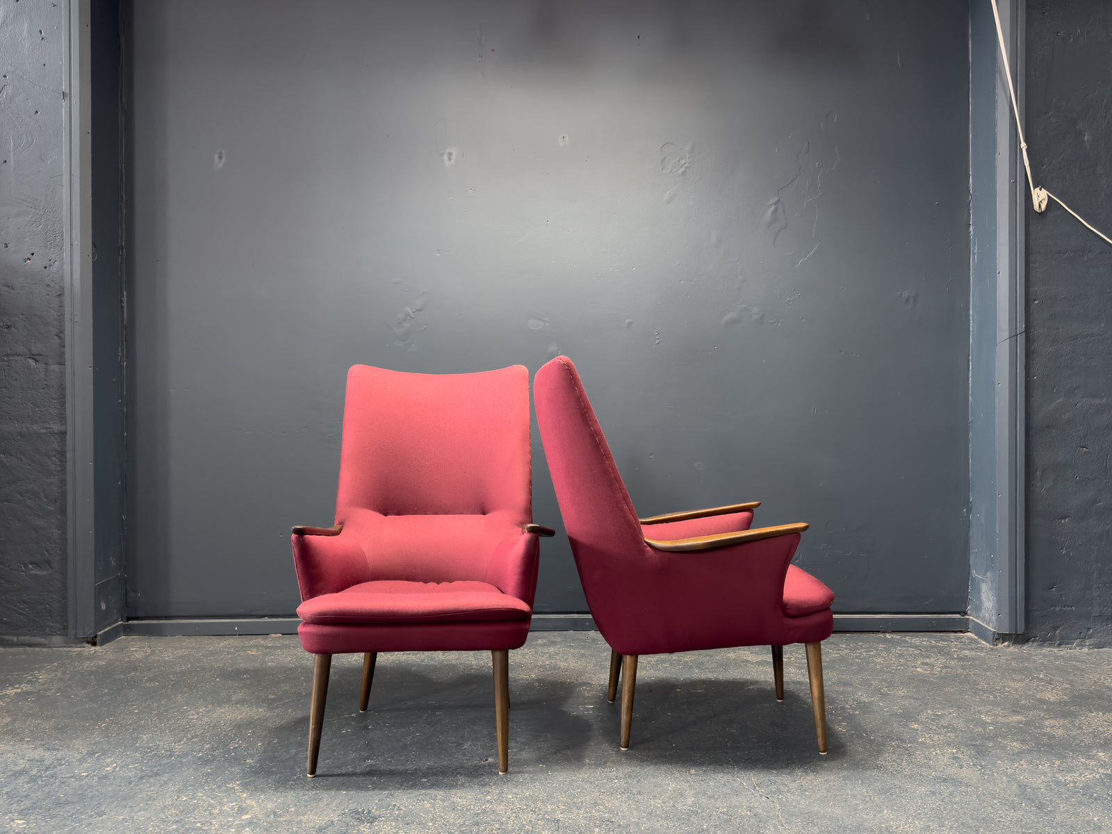 Maroon Upholstered Armchairs