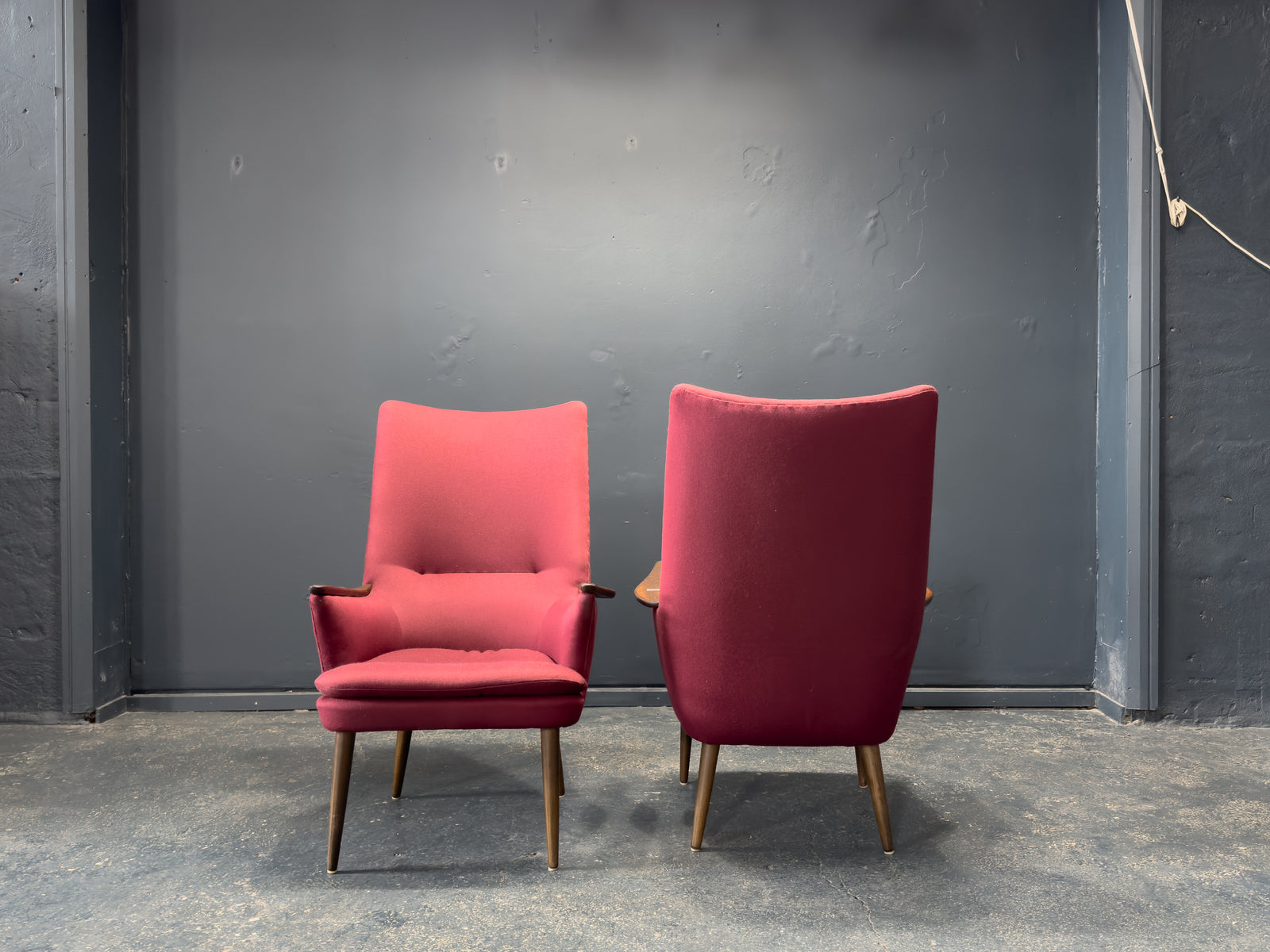 Maroon Upholstered Armchairs