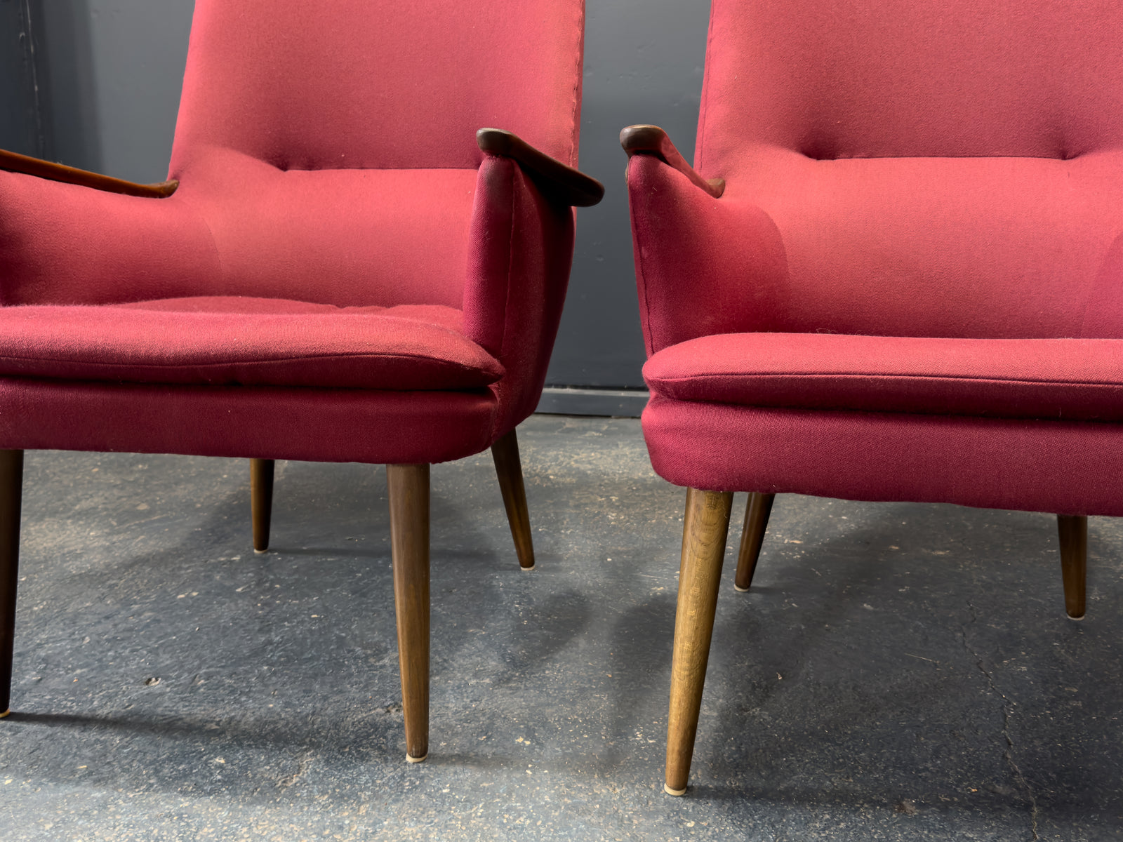 Maroon Upholstered Armchairs