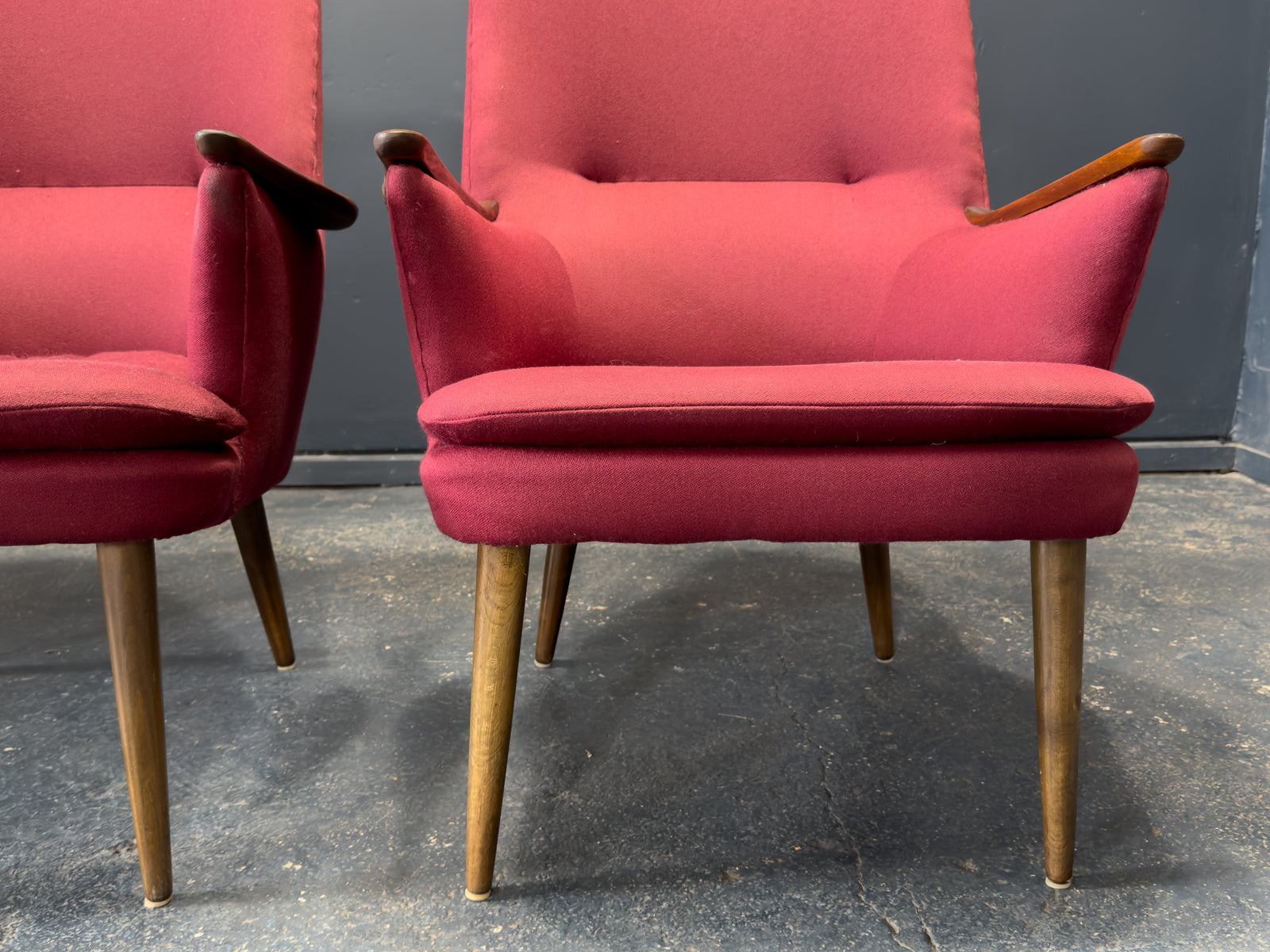 Maroon Upholstered Armchairs