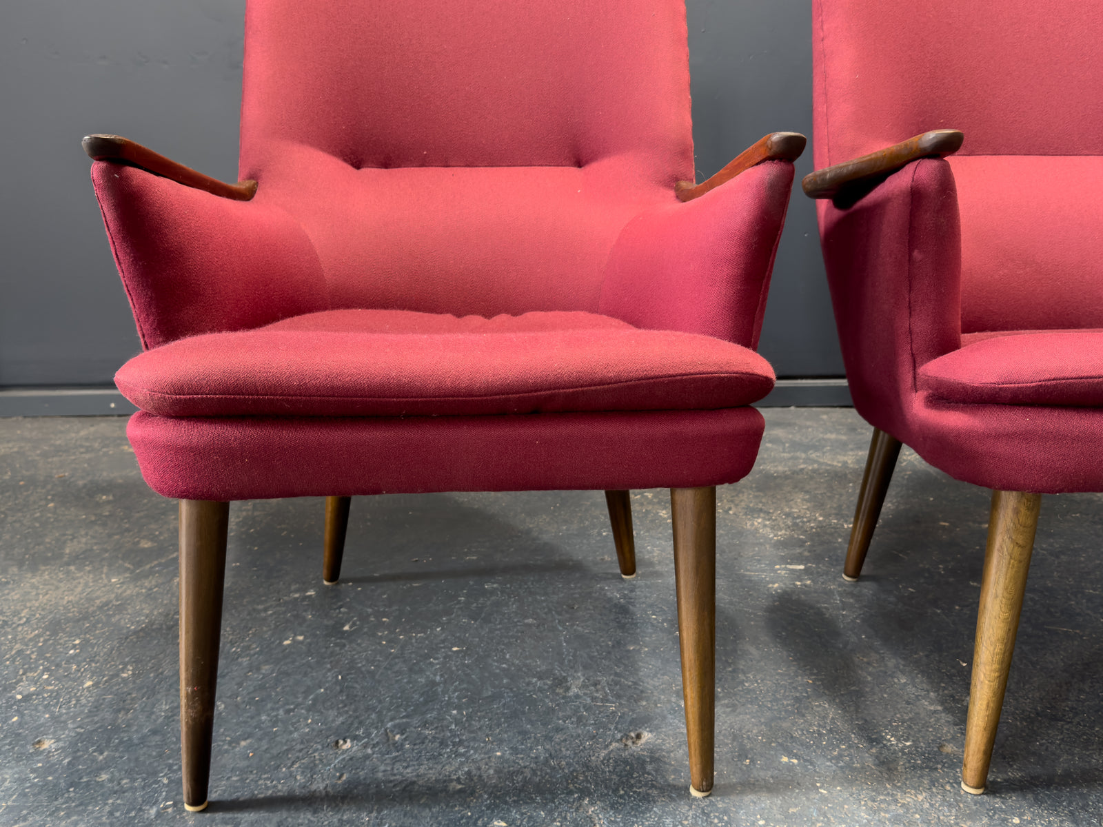 Maroon Upholstered Armchairs