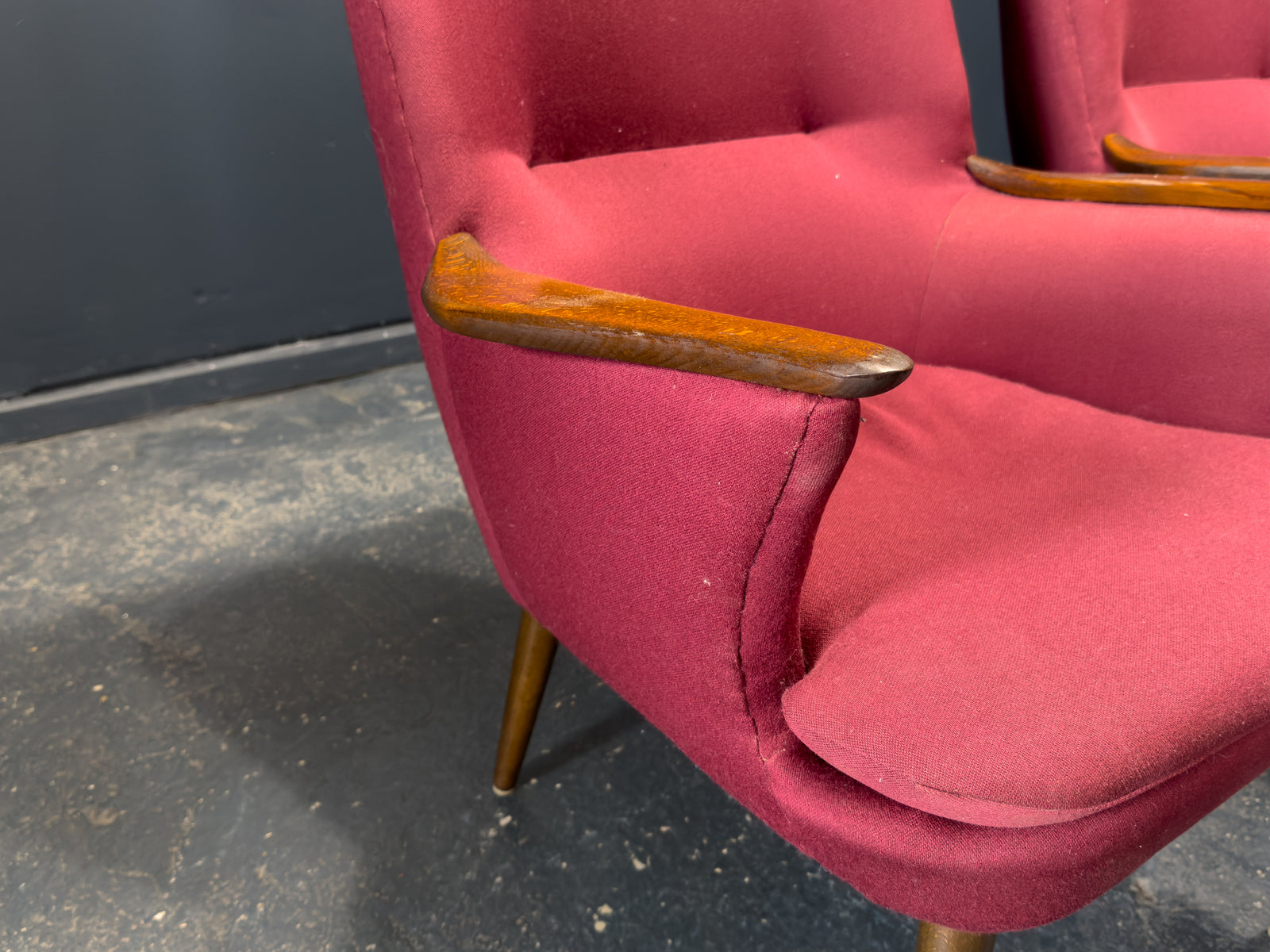 Maroon Upholstered Armchairs