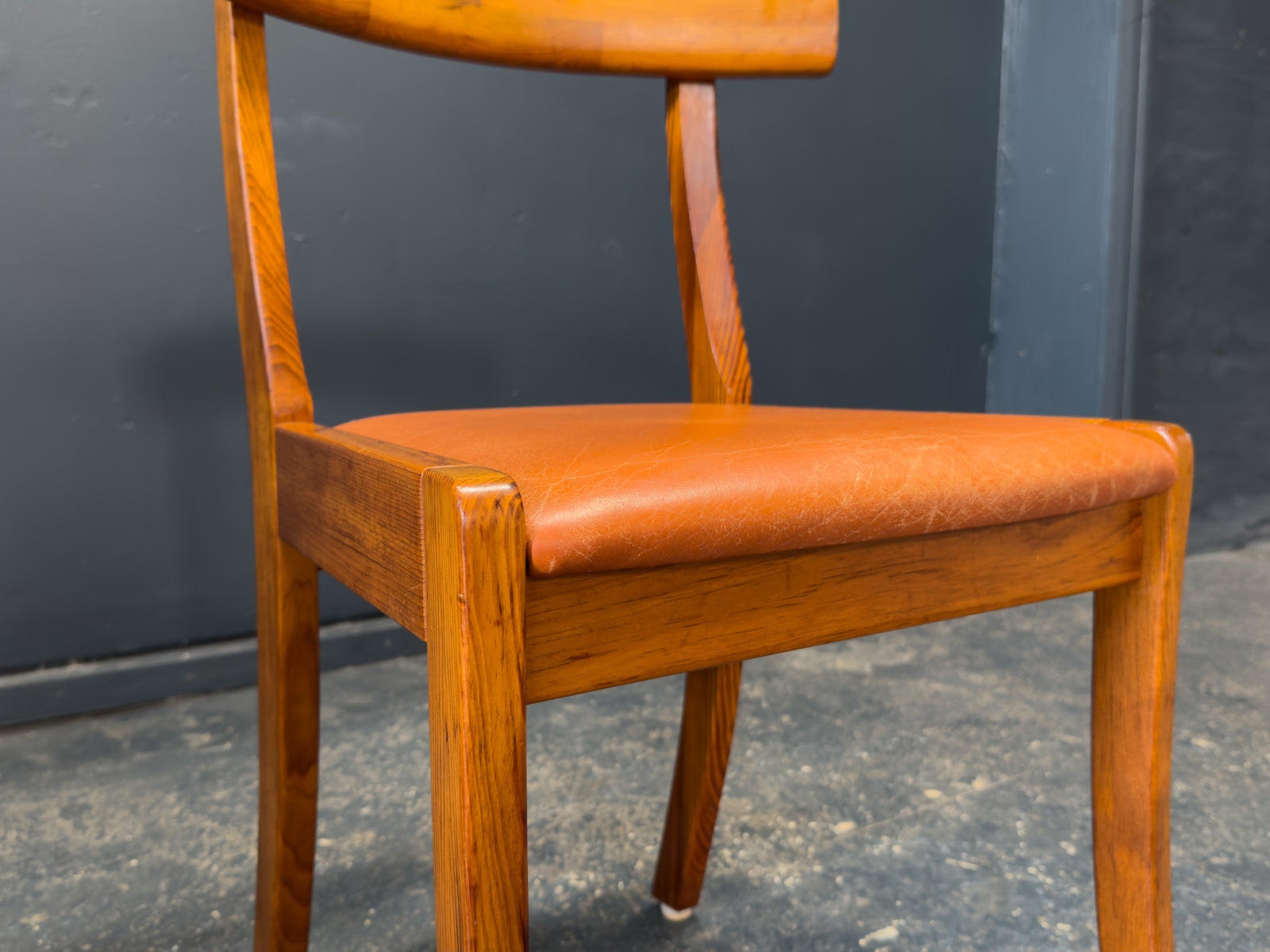 Set of 6 Tan Leather Dining Chairs