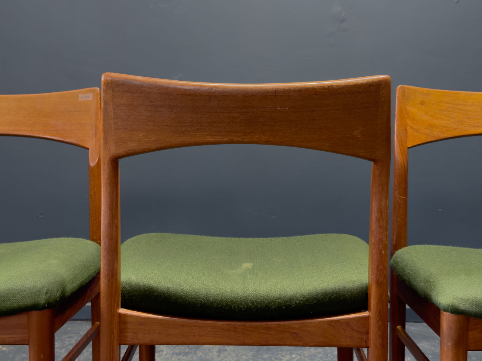 Set of 4 Green and Teak Chairs