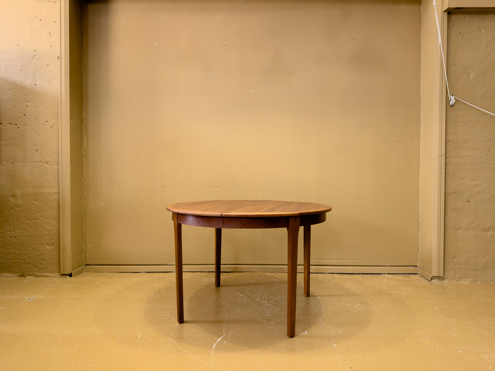 Round Teak Dining Table with Leaf