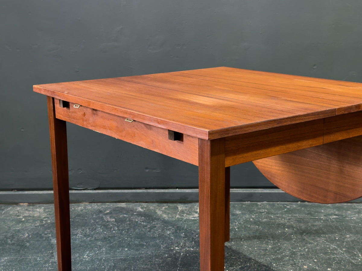 Square Teak Dining Table with 4 Extending Leaves