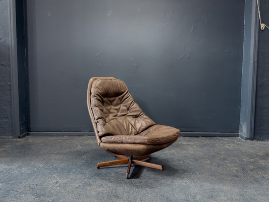 Madsen and Schubell Brown Leather Swivel Chair