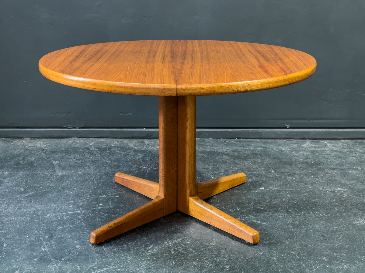 Round Teak Extending Pedestal Dining Table