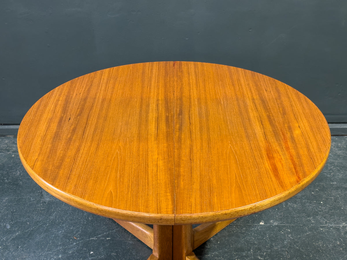 Round Teak Extending Pedestal Dining Table