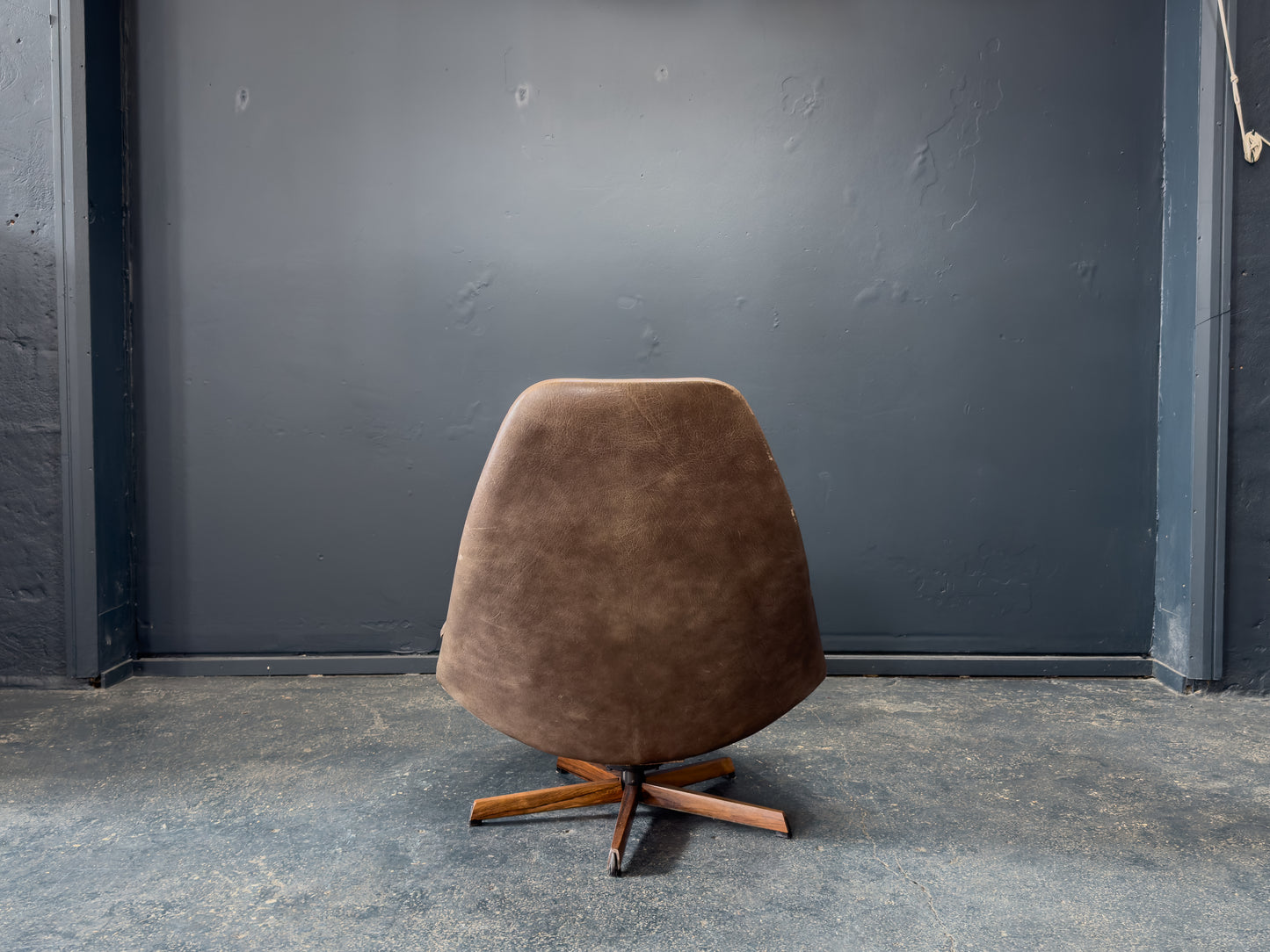 Madsen and Schubell Brown Leather Swivel Chair