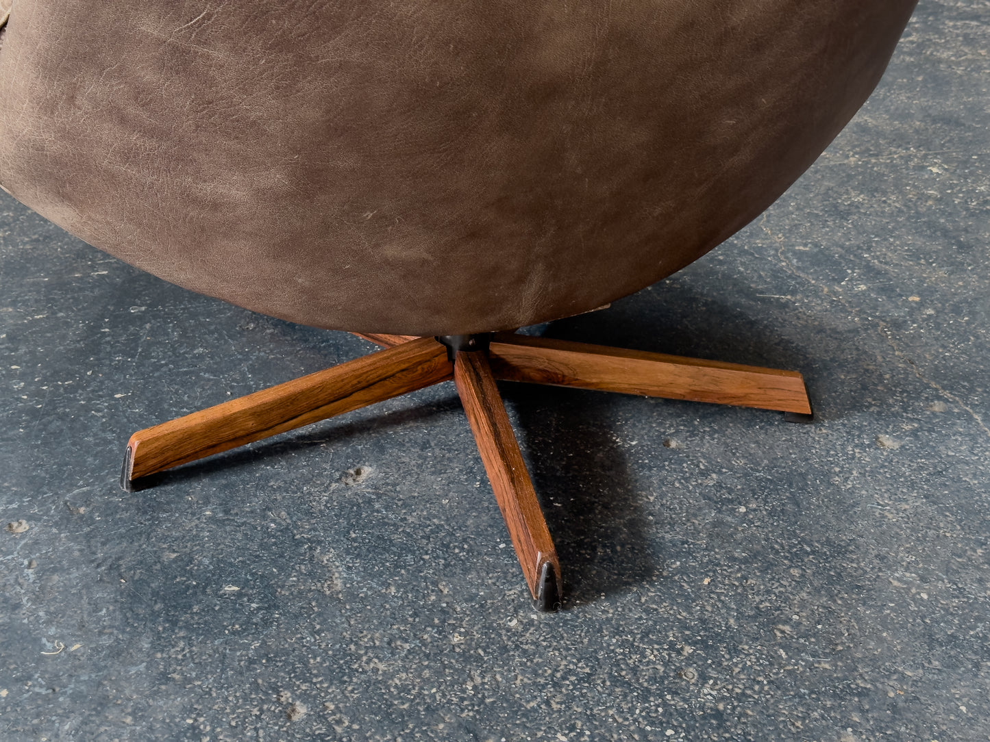 Madsen and Schubell Brown Leather Swivel Chair