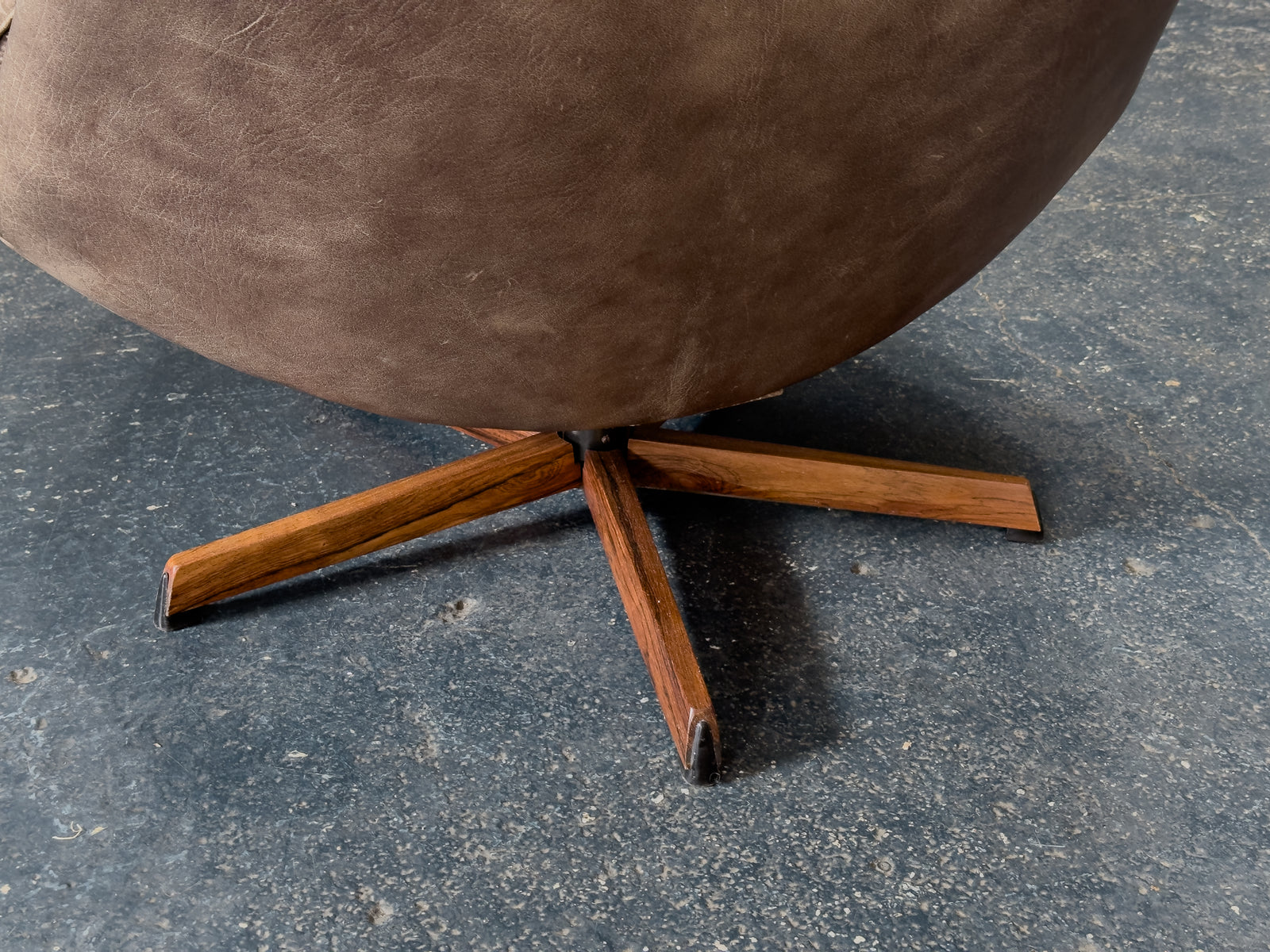Madsen and Schubell Brown Leather Swivel Chair