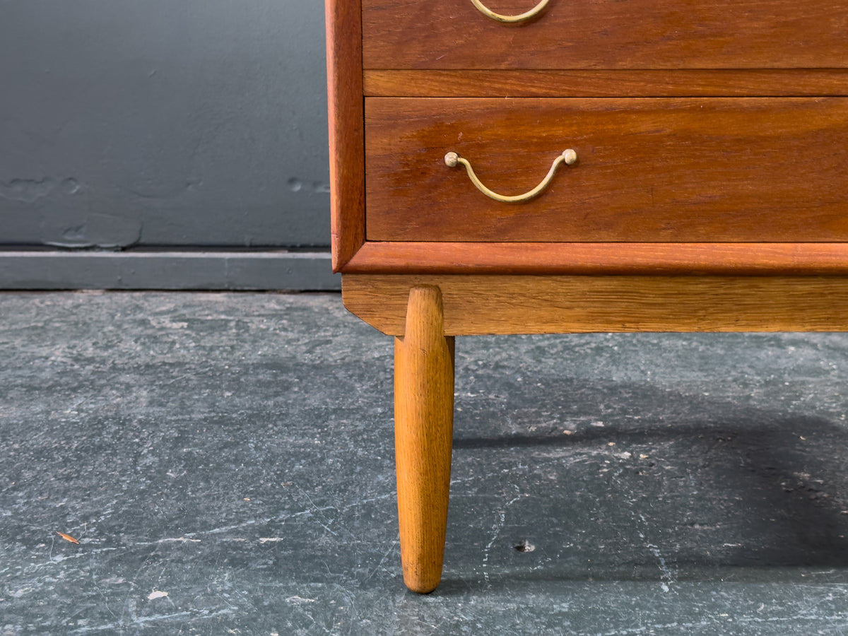 Small Teak Chest of Drawers with Brass Handles