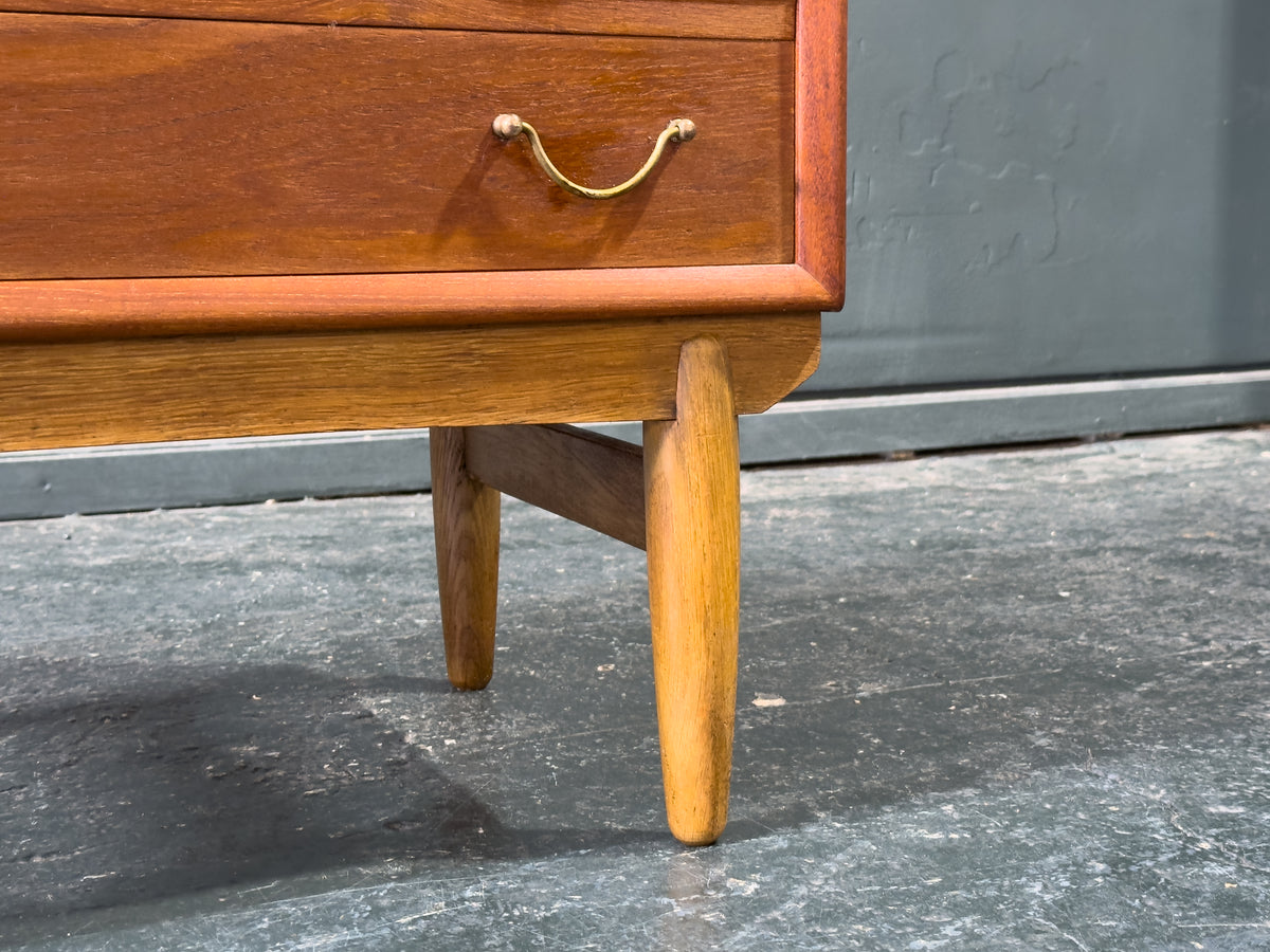 Small Teak Chest of Drawers with Brass Handles