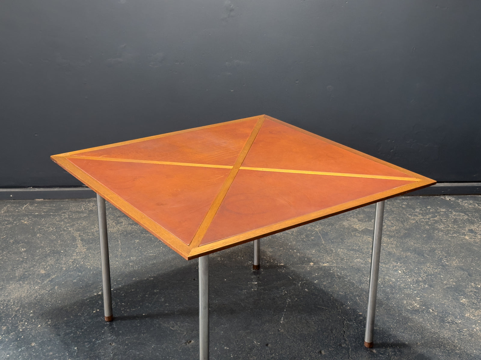 Leather Table with Metal Legs