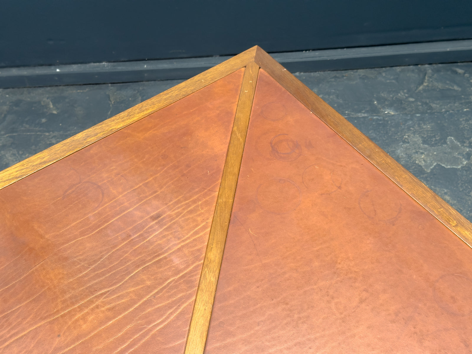 Leather Table with Metal Legs
