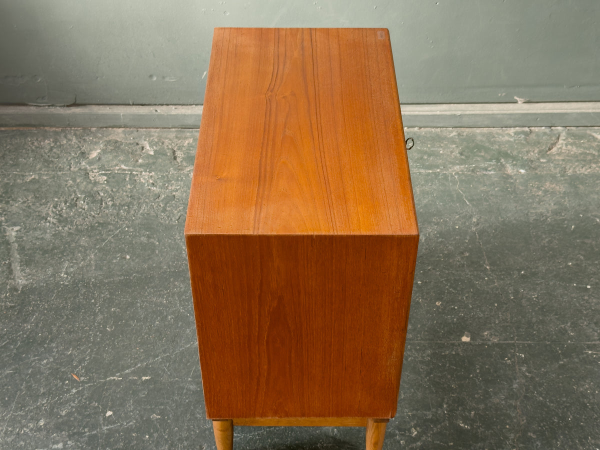 Small Teak Chest of Drawers with Brass Handles