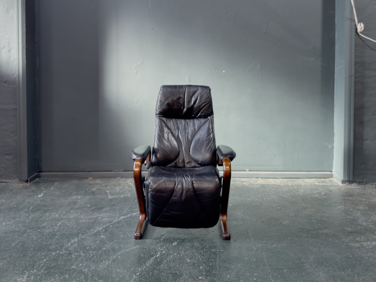 Black Leather Reclining Armchair