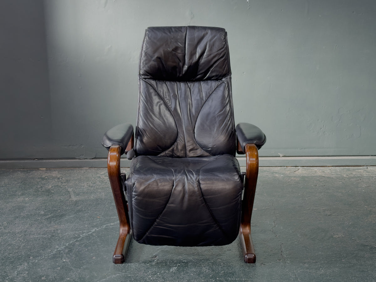 Black Leather Reclining Armchair