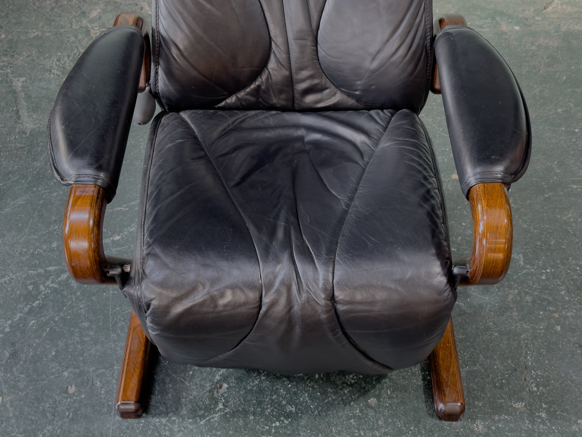 Black Leather Reclining Armchair