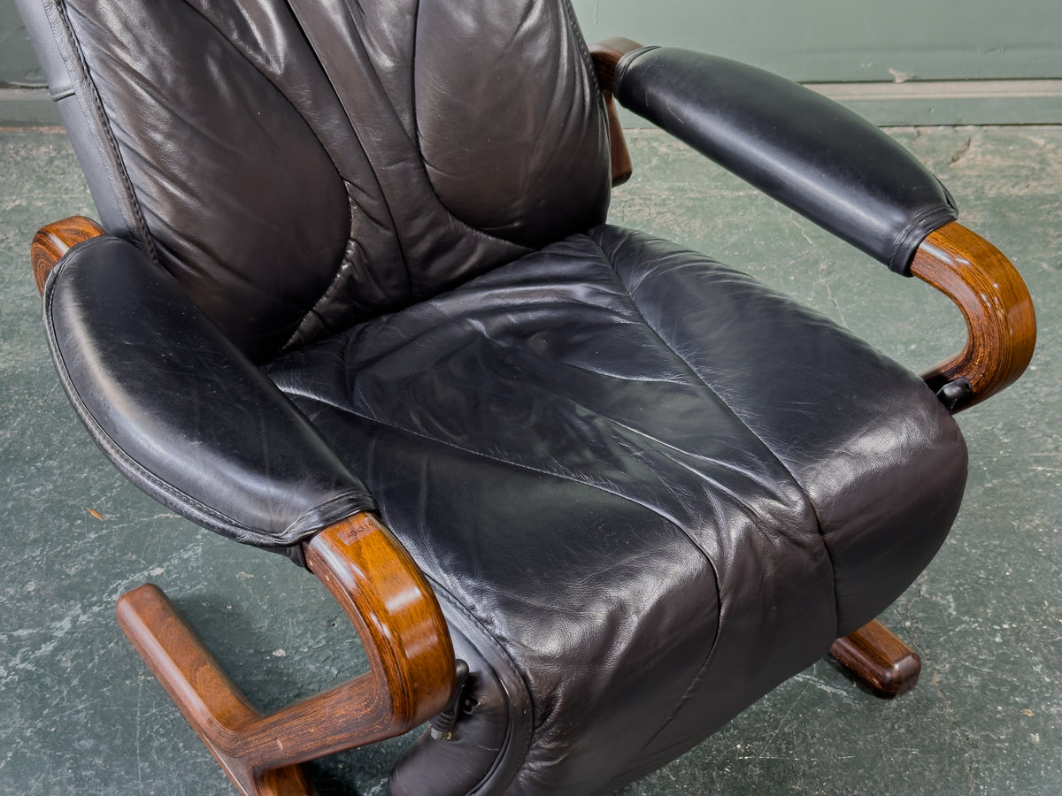 Black Leather Reclining Armchair