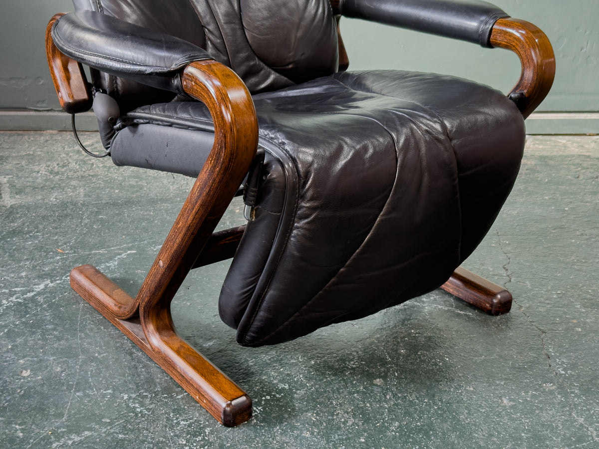 Black Leather Reclining Armchair
