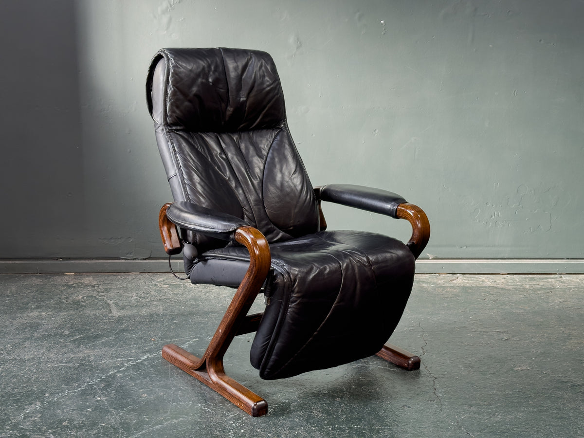 Black Leather Reclining Armchair