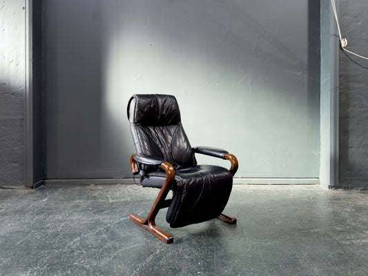 Black Leather Reclining Armchair