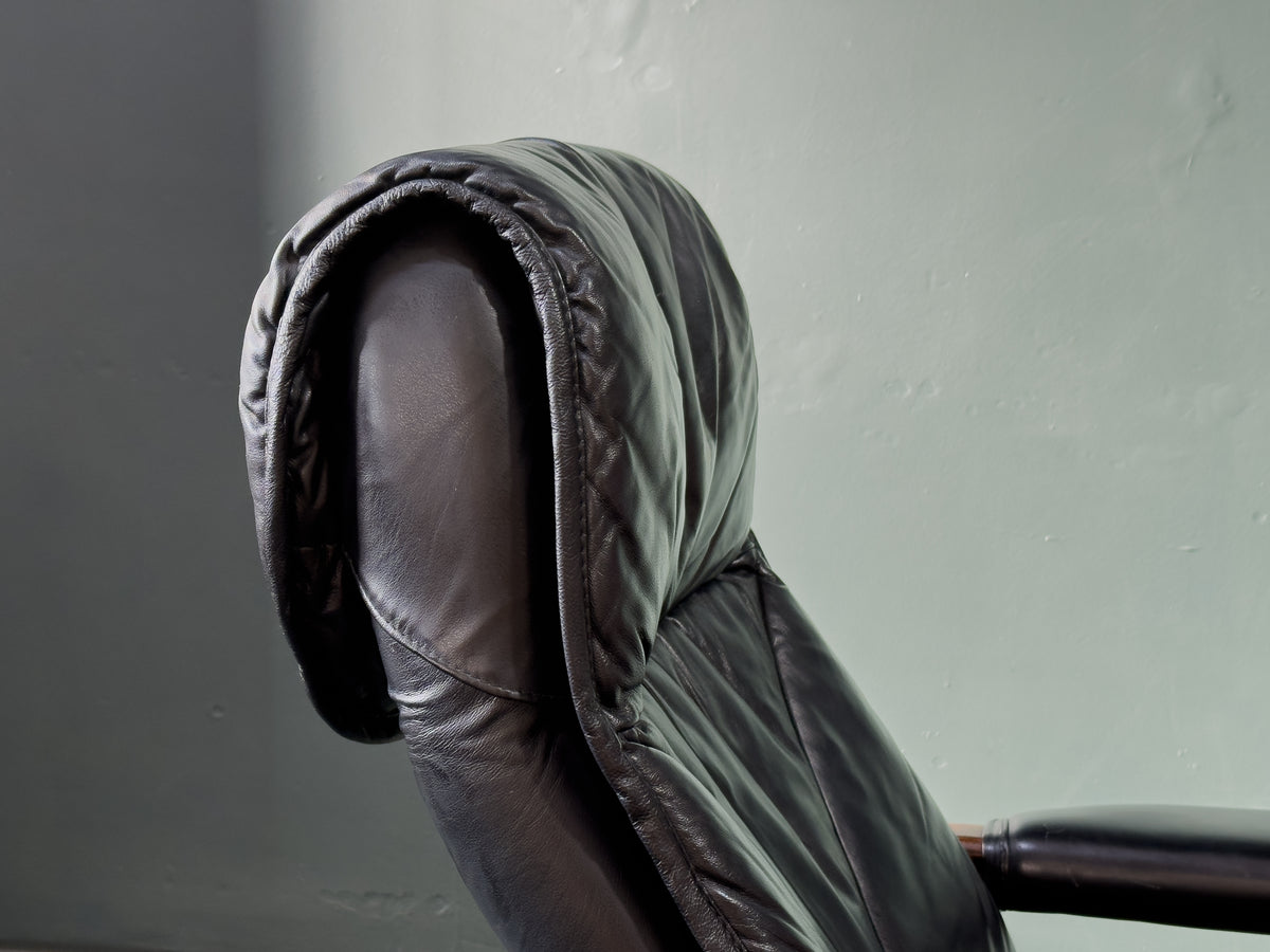 Black Leather Reclining Armchair