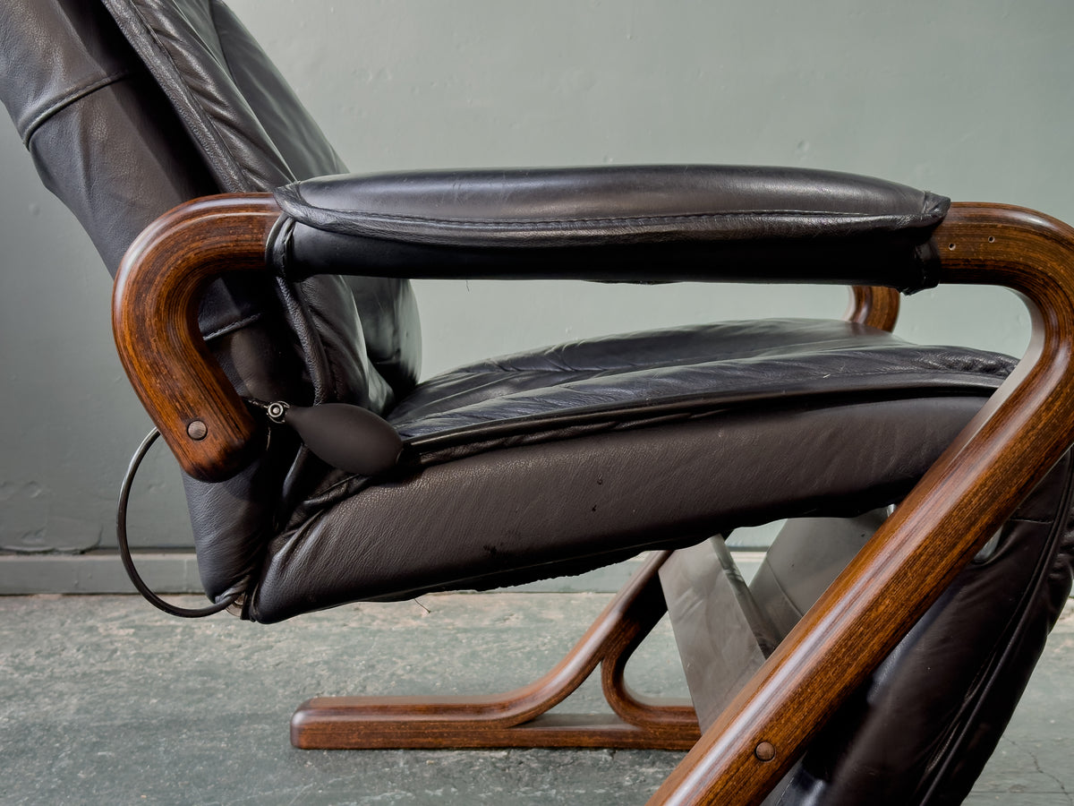 Black Leather Reclining Armchair