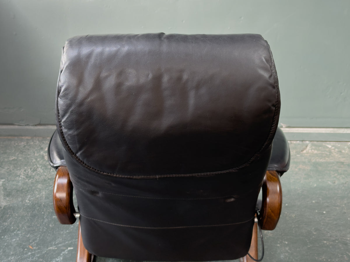 Black Leather Reclining Armchair