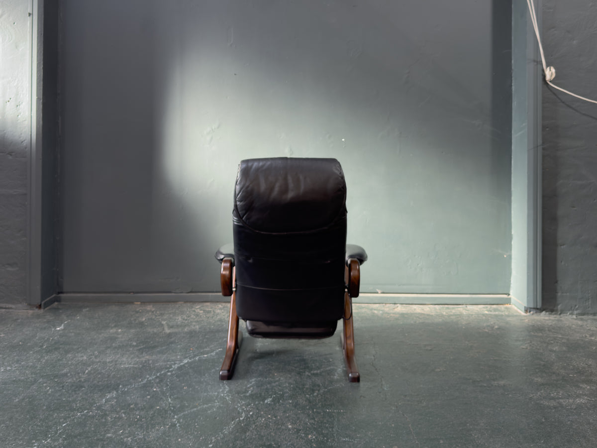 Black Leather Reclining Armchair