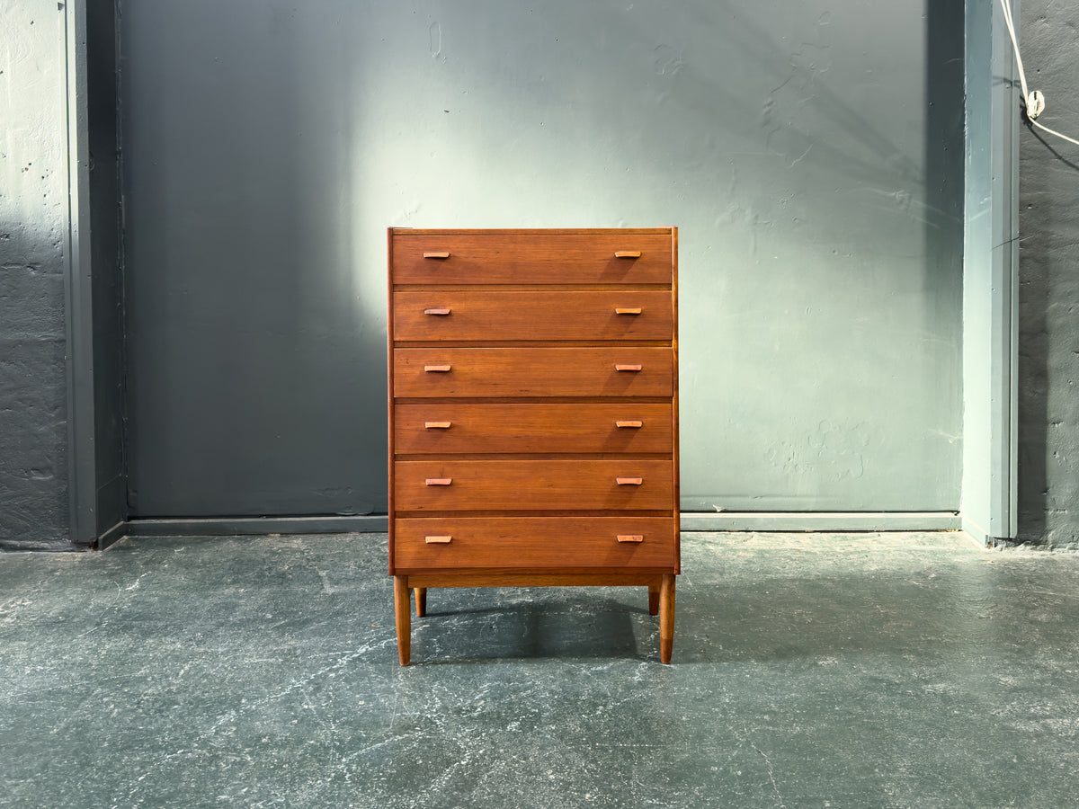 Teak Tallboy with 6 Drawers