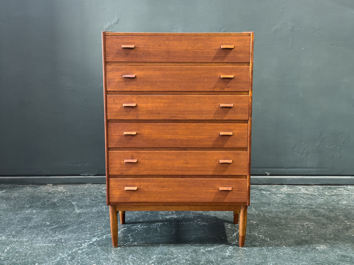 Teak Tallboy with 6 Drawers