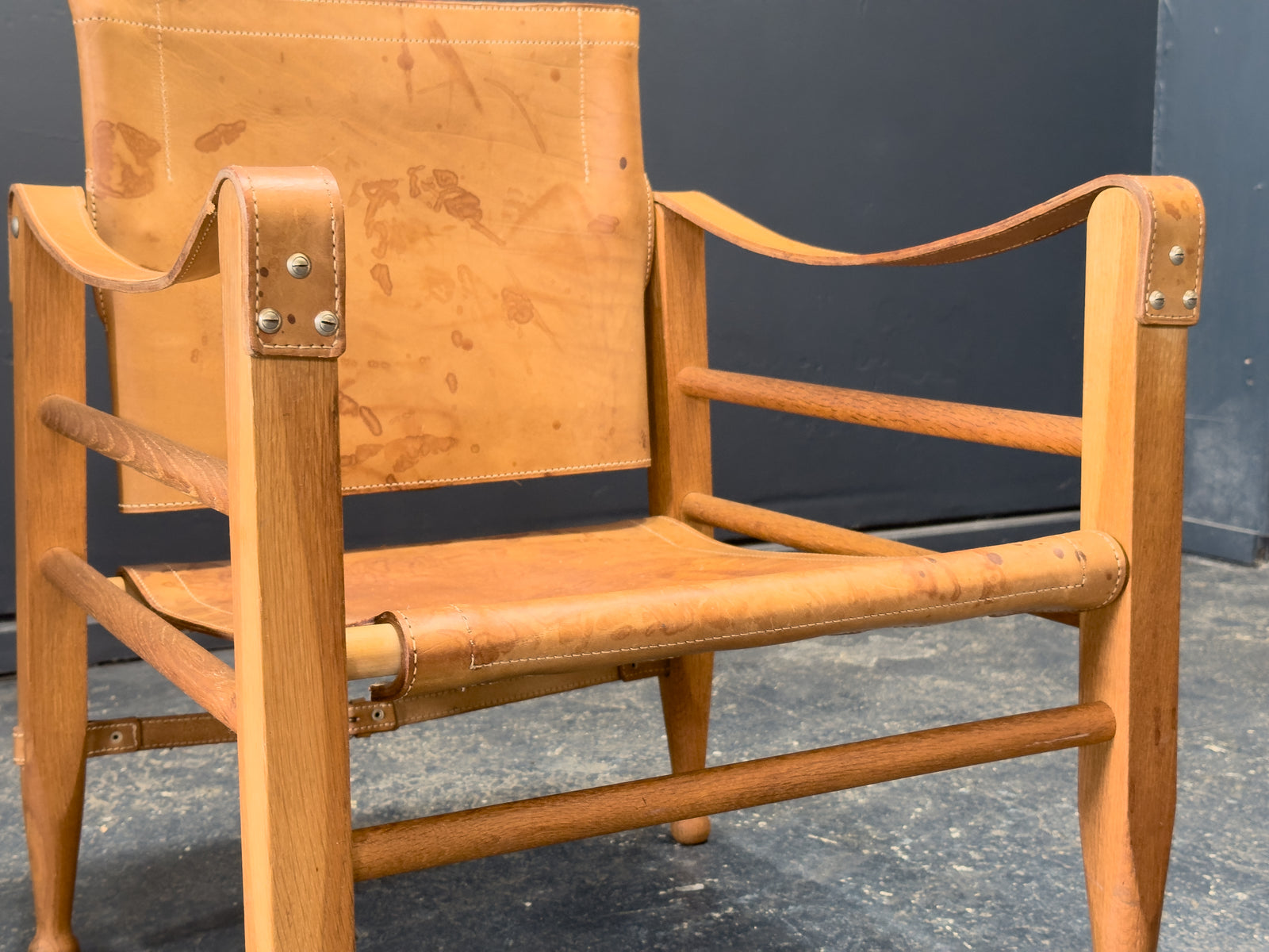 Leather safari chair by Aage Bruun & Son