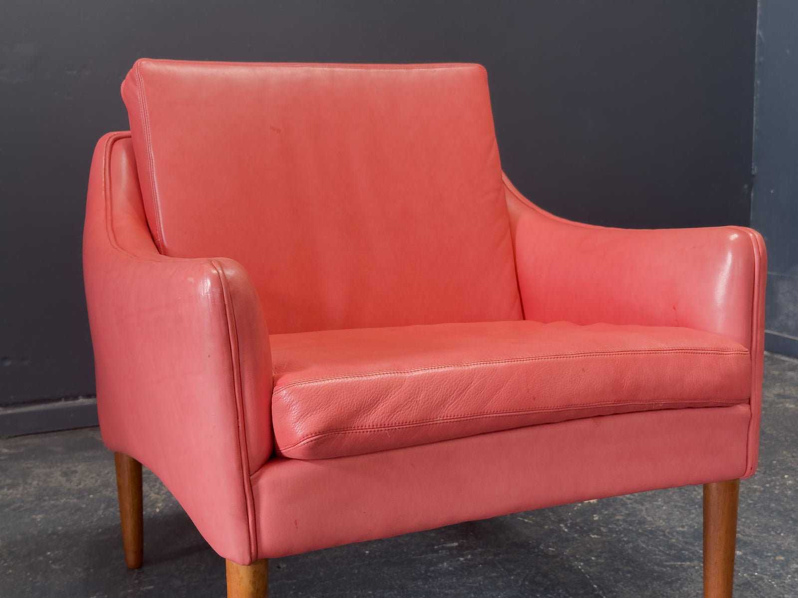 Hans Olsen Red Leather Armchair
