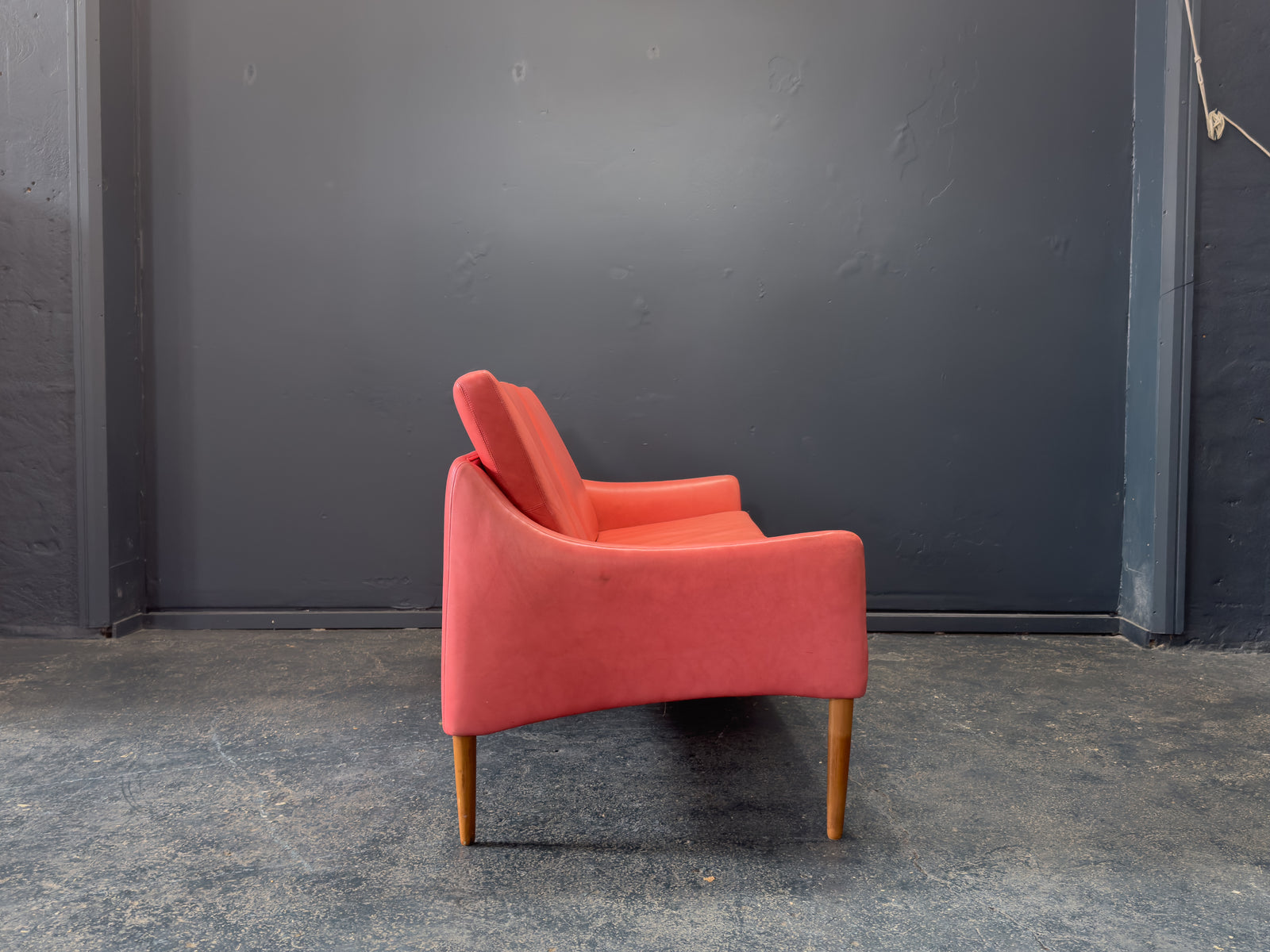 Hans Olsen Red Leather Sofa