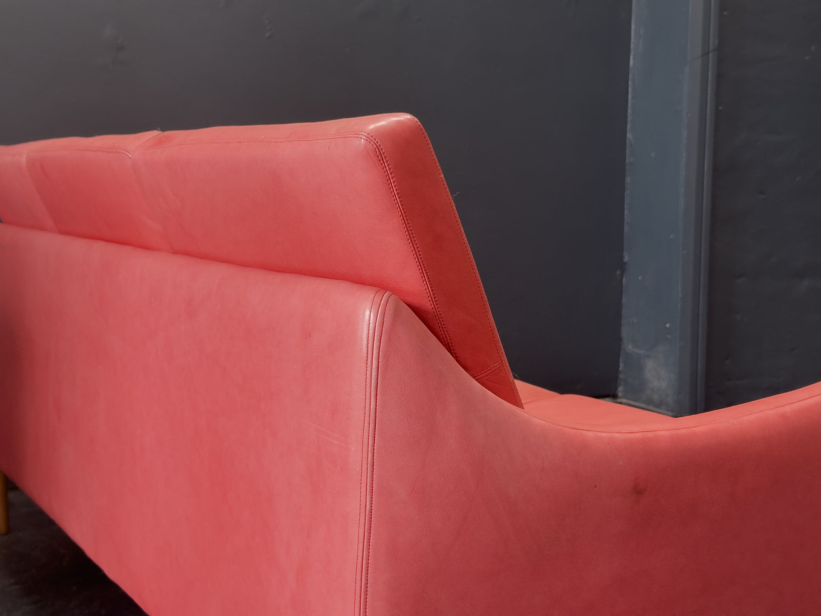 Hans Olsen Red Leather Sofa