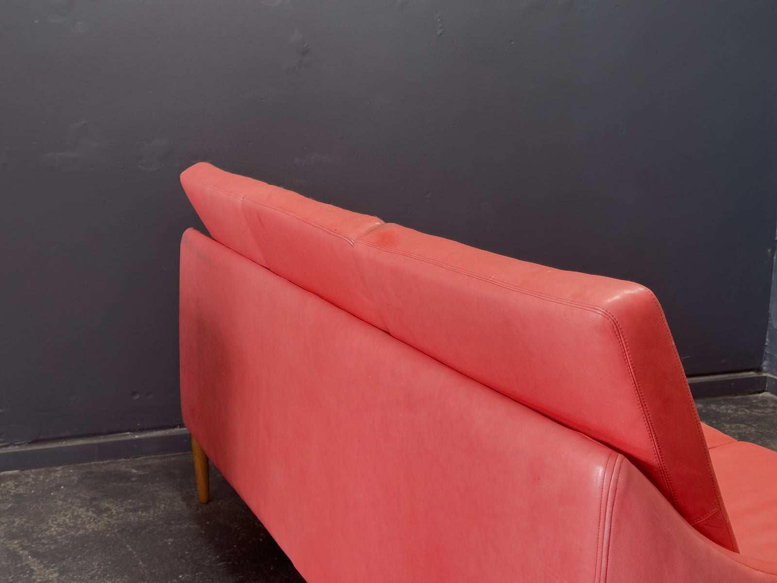 Hans Olsen Red Leather Sofa