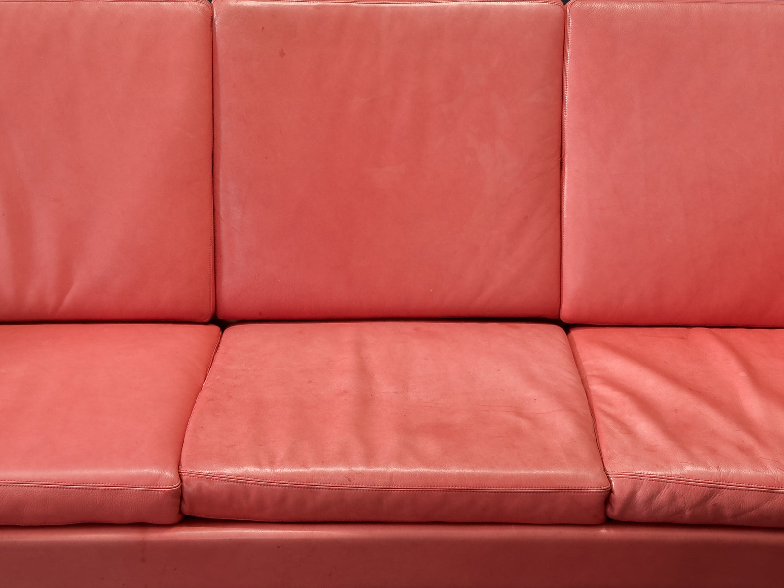 Hans Olsen Red Leather Sofa