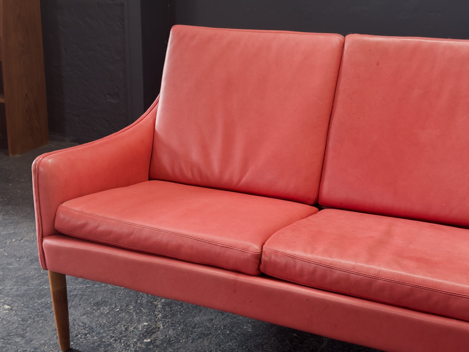 Hans Olsen Red Leather Sofa