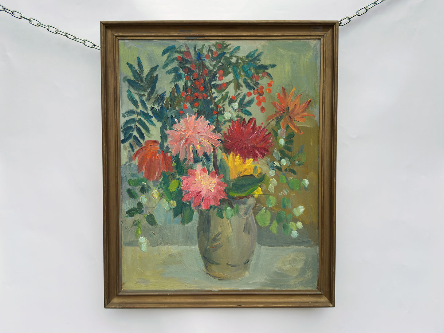 Still Life Painting of a Vase of Vibrant Flowers