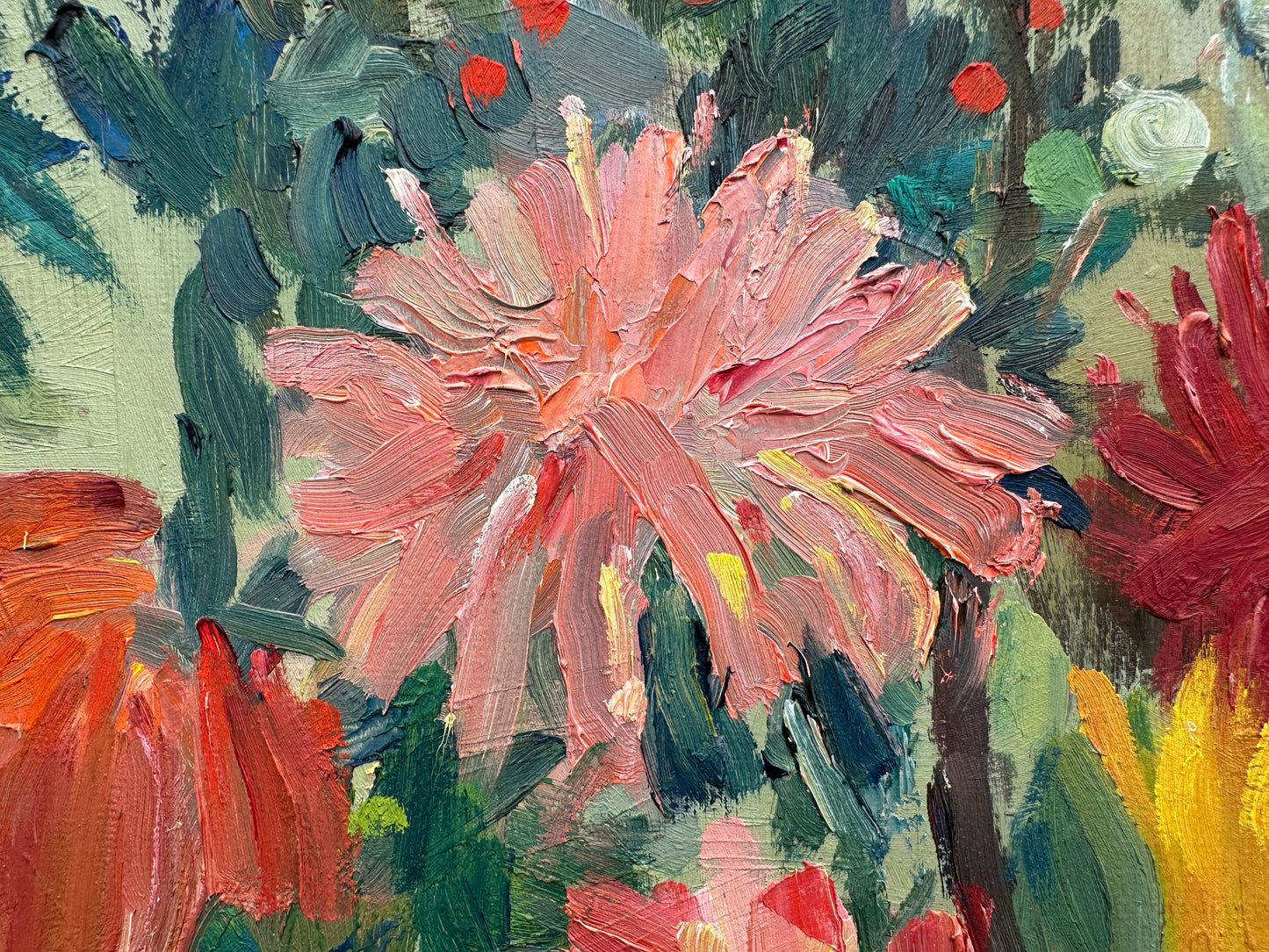 Still Life Painting of a Vase of Vibrant Flowers